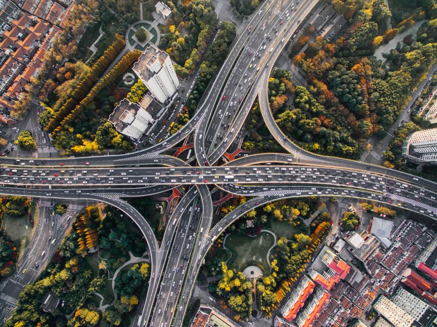 Congestion Traffic Shanghai interchange china,car,drone