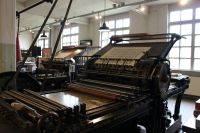 Printing press Old print presses. turnhout,belgië,druivenstraat