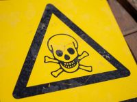 health risk Danger sign with skull 