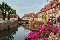 Alsace Picturesque houses and a bridge over the canal, Alsace kolmar,alsace,france