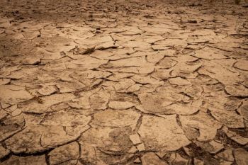 drought agriculture A desolate dusty brown riverbed with dry broken clay soil