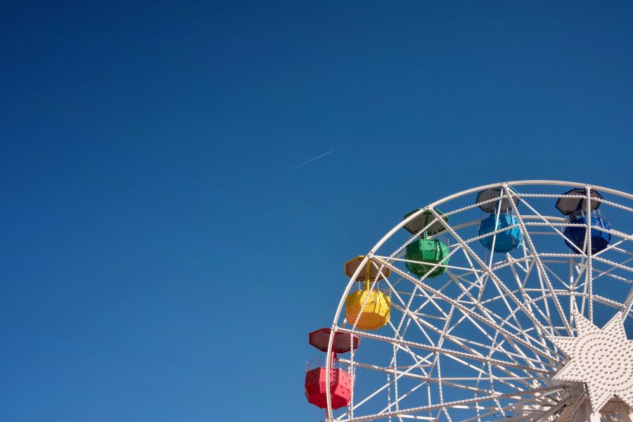 Amusement Wonder wheel in Coney Island park,old,wonder,