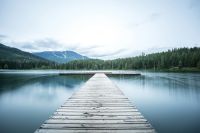 Dock Long pier on a lake 