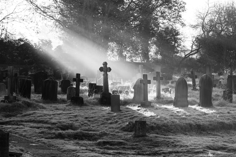 tombstone I just walked around the corner and there it was. Seemed almost too perfect but the light was amazing, low and diffused by the morning mist.