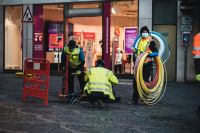 Laiterie expansion Technicians installing empty pipes for fast fiber internet across the city expansion,installation,broadband