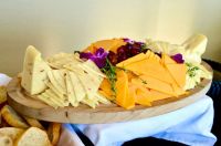 cheese Delicious cheese plate at corporate event on the rooftop. 