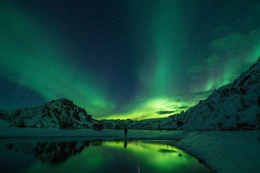 Northern Lights A freezing cold night, but the sky just exploded for 2 minutes iceland,reflection,thórsmörk