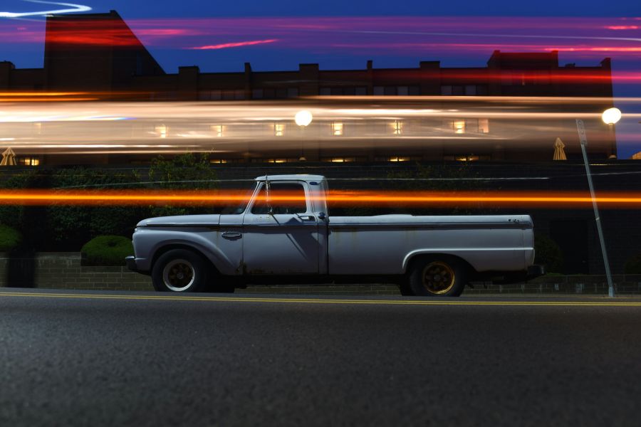 Special effects Around the USA in 8 weeks. First new city was Pittsburgh. I spotted this vintage F-150 before it got dark. I knew I would be able to have some fun with it with a slow shutter speed. Here’s my favourite! pittsburgh,united states,vehicle