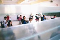 Teachers Risks See through glass classroom,clark international airport,people