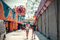 Fairground carnival Coney Island couple coney island,united states,building