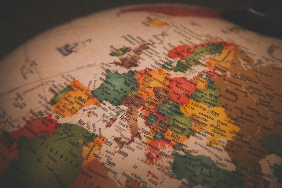 politics Vintage globe with Europe in focus 