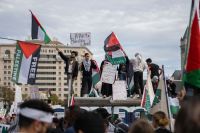 Protest demonstration Protestors at a rally for Palestine in Washington, DC on November 4, 2023. 