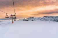 ski lift Sunset over the piste 