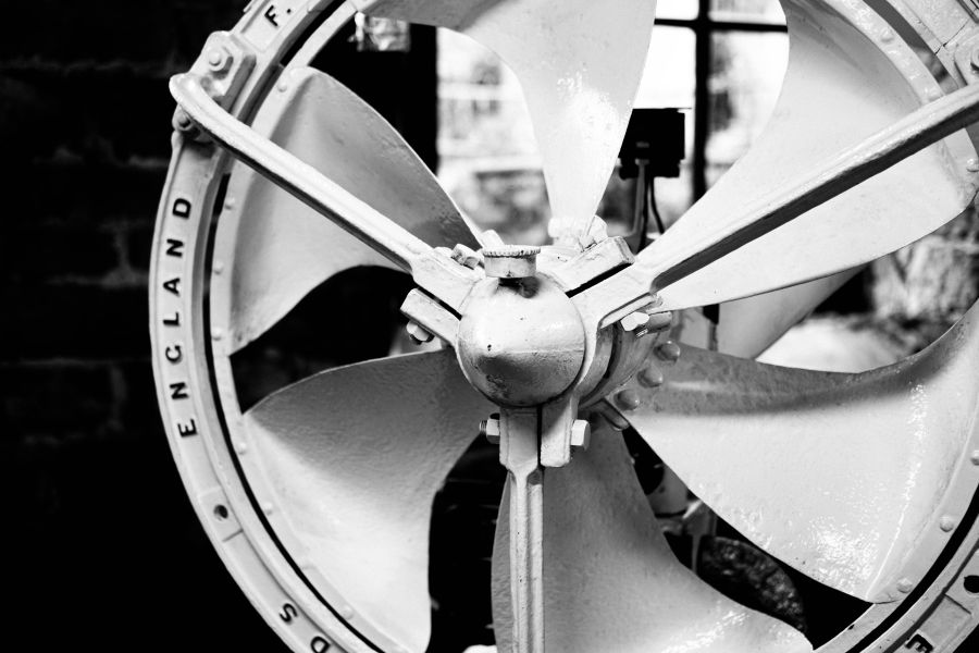 heatwave heat A big whirly thing in monochrome. Shot at Leeds Industrial Museum. leeds,uk,heatwave