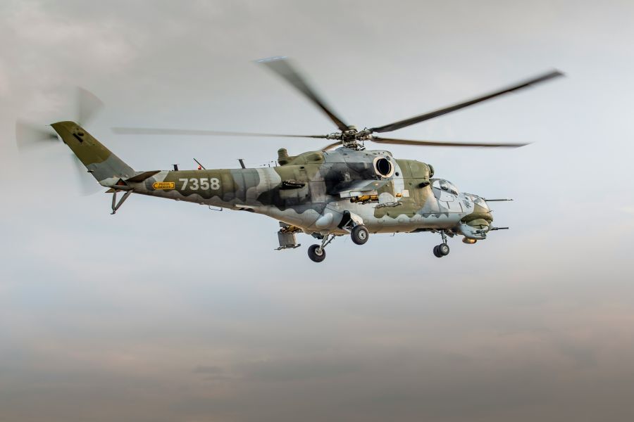 Defense Military helicopter at Air Show.