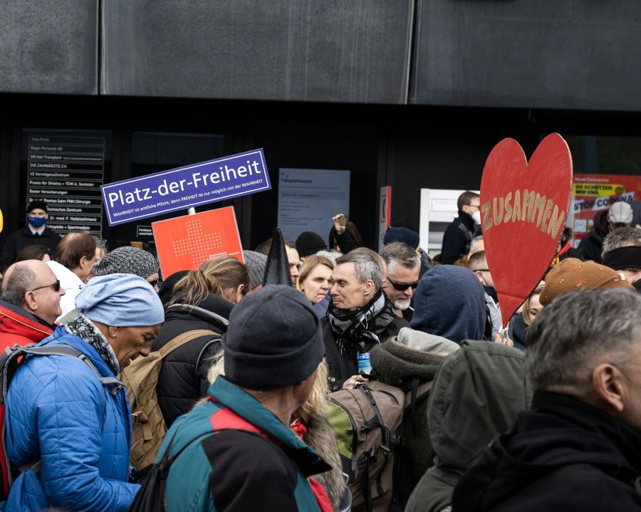 Crisis Tension a big protest in liestal against the corona pandemic mesurments schweiz,liestal,crowd