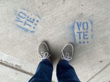 Vote reform VOTE! Sidewalk art 