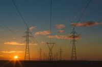 Energy supply Power pylons at sunset power,sunset,sunrise