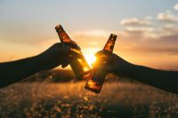 Beer Two men cheers summer vibe,handout,summer dinks