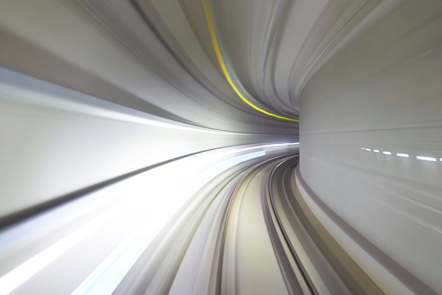 speed The autonomous subway in Suwon South Korea opened and it has a front glass window.  This is a long exposure going through the tunnel. 