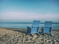 Retirement Adirondack chairs blue,beach,ocean