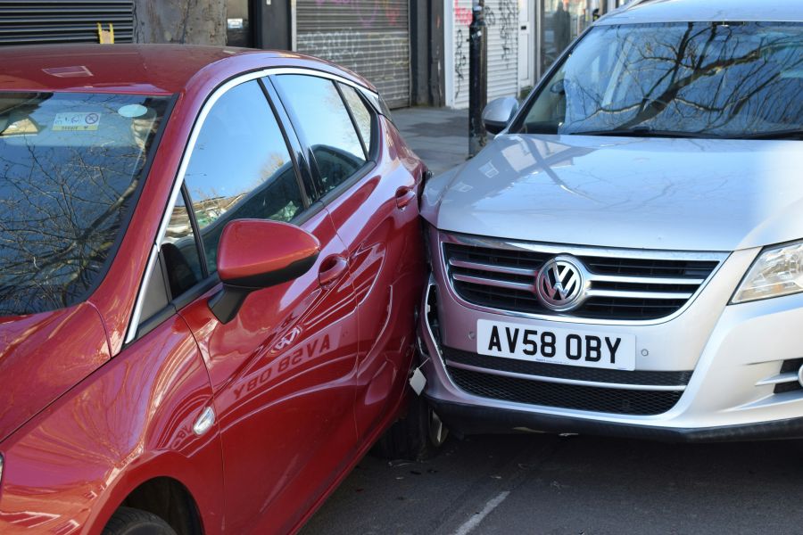 Car accident Images of two cars involved in a road traffic collision in London. 