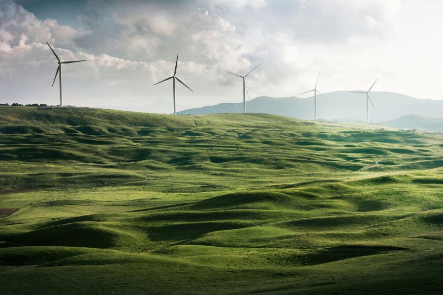 Sustainability Valley of windmills landscape,earth day,montenegro