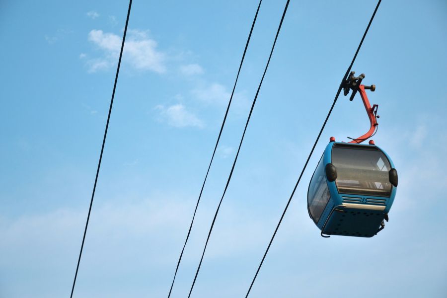 cable car A cable car with blue sky background