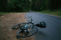 Bike accident  bicycle,grey,forest