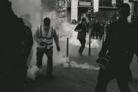 violence Police fires tear gas at Yellow Vest demonstrators during the 25th weekend of protests in the streets of Lyon, France.

Police violence is at its highest since the 1950s. There is an extensive use of tear gas, sting-ball grenades and LBDs (