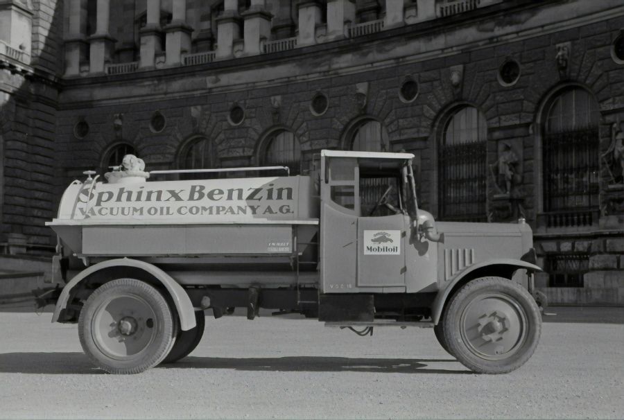 Tanker Fuel Vacuum Oil, Truck with Sphinx gasoline. 1935 grey,fuel,historical