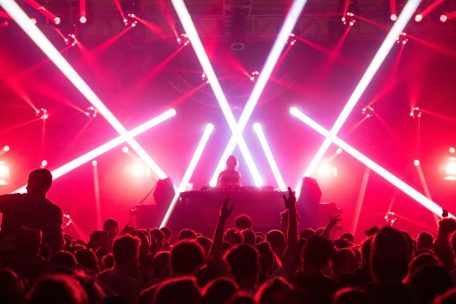 Nightclub Red lights during a DJ set 