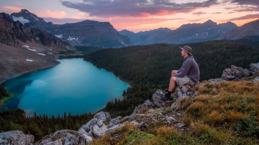 Keyword Hiking Finding peace over a lake. follow @kalenemsley ig landscape,hiking,canada