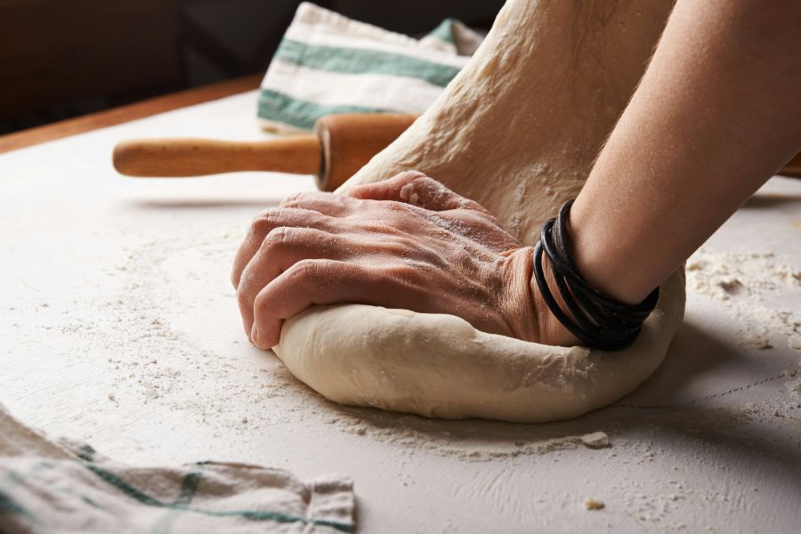 bakery dough and hands 