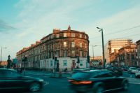 Delay transportation  building,street,corner