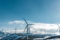 Energy transition All wind turbines side by side producing pure electricity without destroying our beloved planet Earth. 